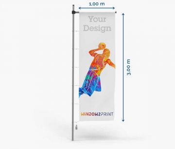 Promocijske zastave - Poliester 115 - 100 x 300 cm - z tunelom in obeski - W2P