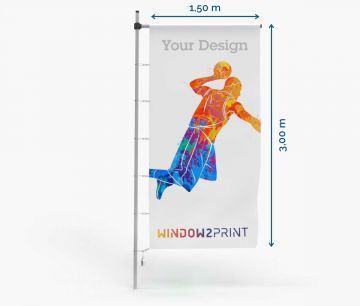Promocijske zastave - Poliester 115 - 150 x 300 cm - z tunelom in obeski - Window2Print